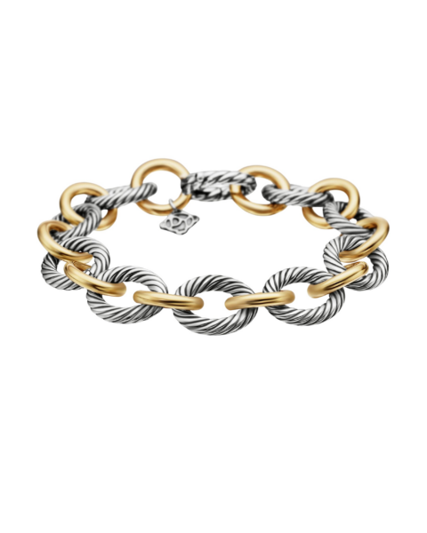David Yurman Oval Link Chain Bracelet in Sterling Silver with 18K Yellow Gold