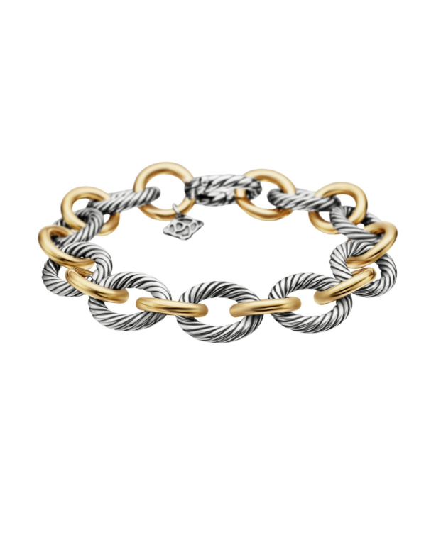 David Yurman Oval Link Chain Bracelet in Sterling Silver with 18K Yellow Gold