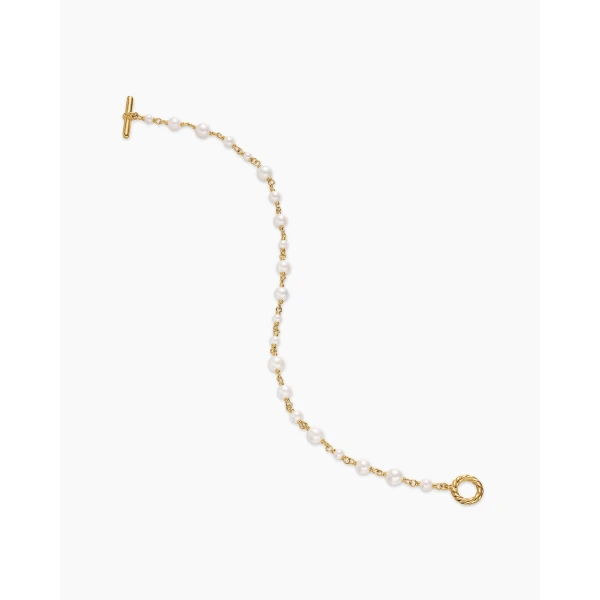 on-model styling shot|David Yurman Pearl Classics Toggle Chain Bracelet in 18K Yellow Gold