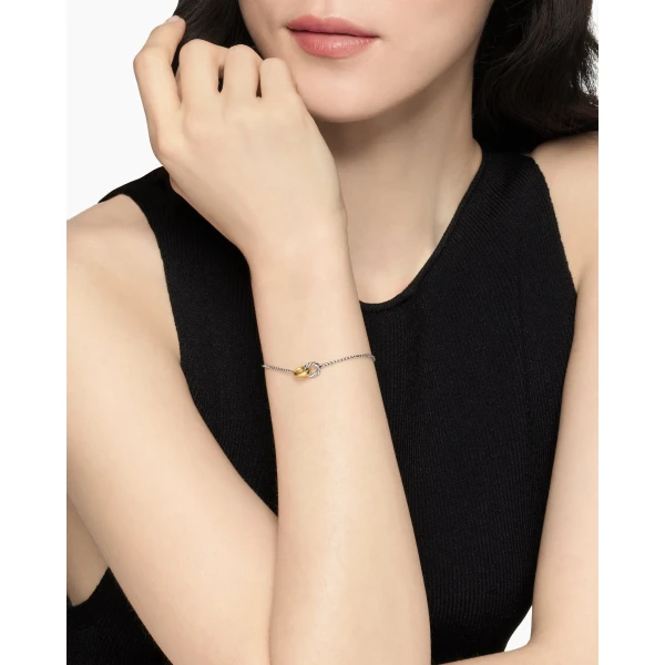 15mm in Silver – front view of authentic Chain Bracelets at Luxury Shoes |David Yurman Petite Cable Linked Bracelet in Sterling Silver with 14K Yellow Gold