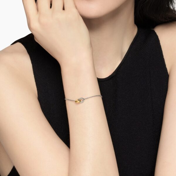 David Yurman Petite Cable Linked Bracelet in Sterling Silver with 14K Yellow Gold, 15mm, view 2