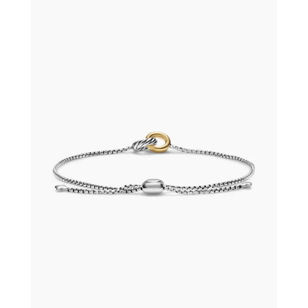 on-model styling shot|David Yurman Petite Cable Linked Bracelet in Sterling Silver with 14K Yellow Gold