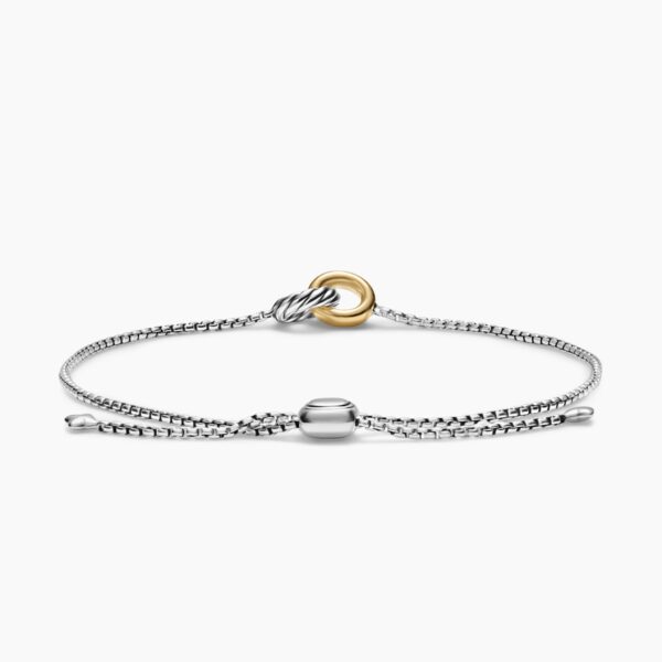 David Yurman Petite Cable Linked Bracelet in Sterling Silver with 14K Yellow Gold, 15mm, view 4