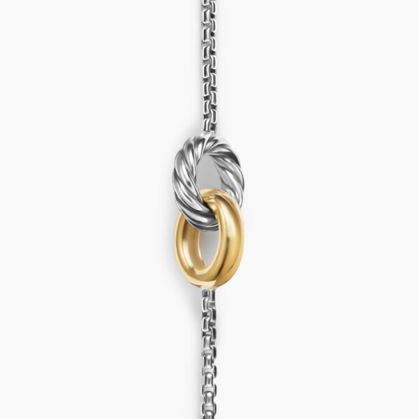 David Yurman Petite Cable Linked Bracelet in Sterling Silver with 14K Yellow Gold, 15mm, view 5