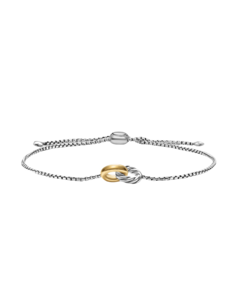 David Yurman Petite Cable Linked Bracelet in Sterling Silver with 14K Yellow Gold