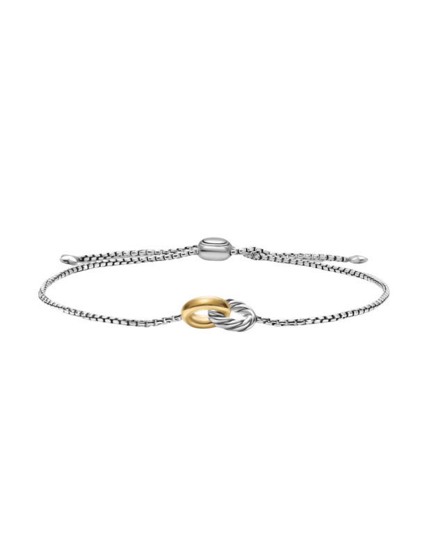 David Yurman Petite Cable Linked Bracelet in Sterling Silver with 14K Yellow Gold