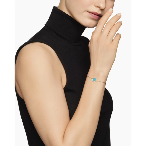 11mm in Blue – front view of authentic Chain Bracelets at Luxury Shoes |David Yurman Petite DY Elements® Center Station Chain Bracelet in 18K Yellow Gold with Turquoise and Diamonds