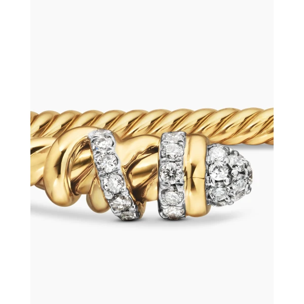 signature twisted-helix detail|David Yurman Petite Helena Cablespira® Bracelet in 18K Yellow Gold with Diamonds