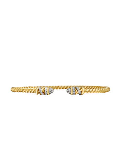 David Yurman Petite Helena Cablespira® Bracelet in 18K Yellow Gold with Diamonds