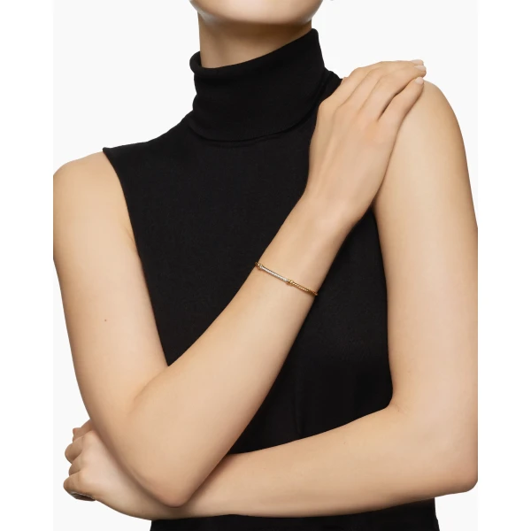 3mm in Gold – front view of authentic Cable Bracelets at Luxury Shoes |David Yurman Petite Helena Cablespira® Station Bracelet in 18K Yellow Gold with Diamonds