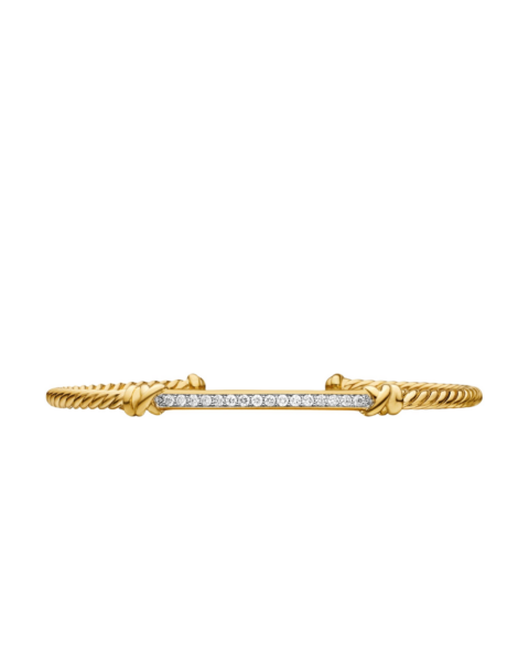 David Yurman Petite Helena Cablespira® Station Bracelet in 18K Yellow Gold with Diamonds