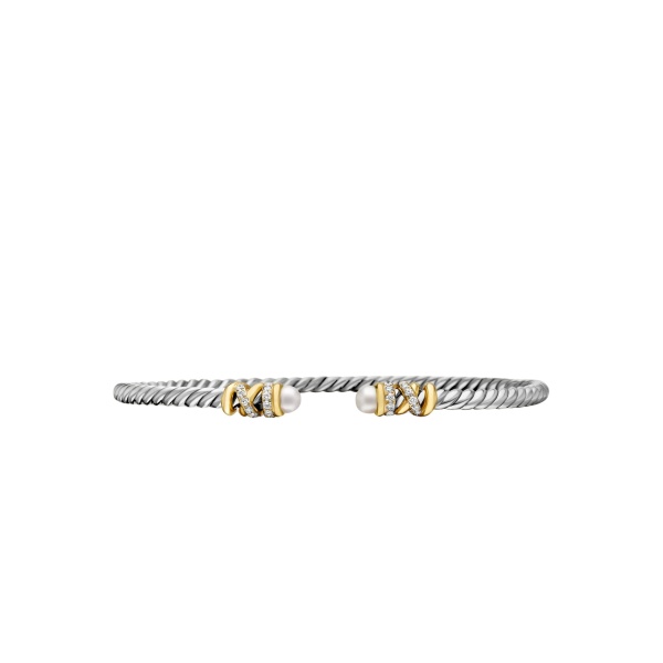 David Yurman Petite Helena Classic Cable Bracelet in Sterling Silver with 18K Yellow Gold