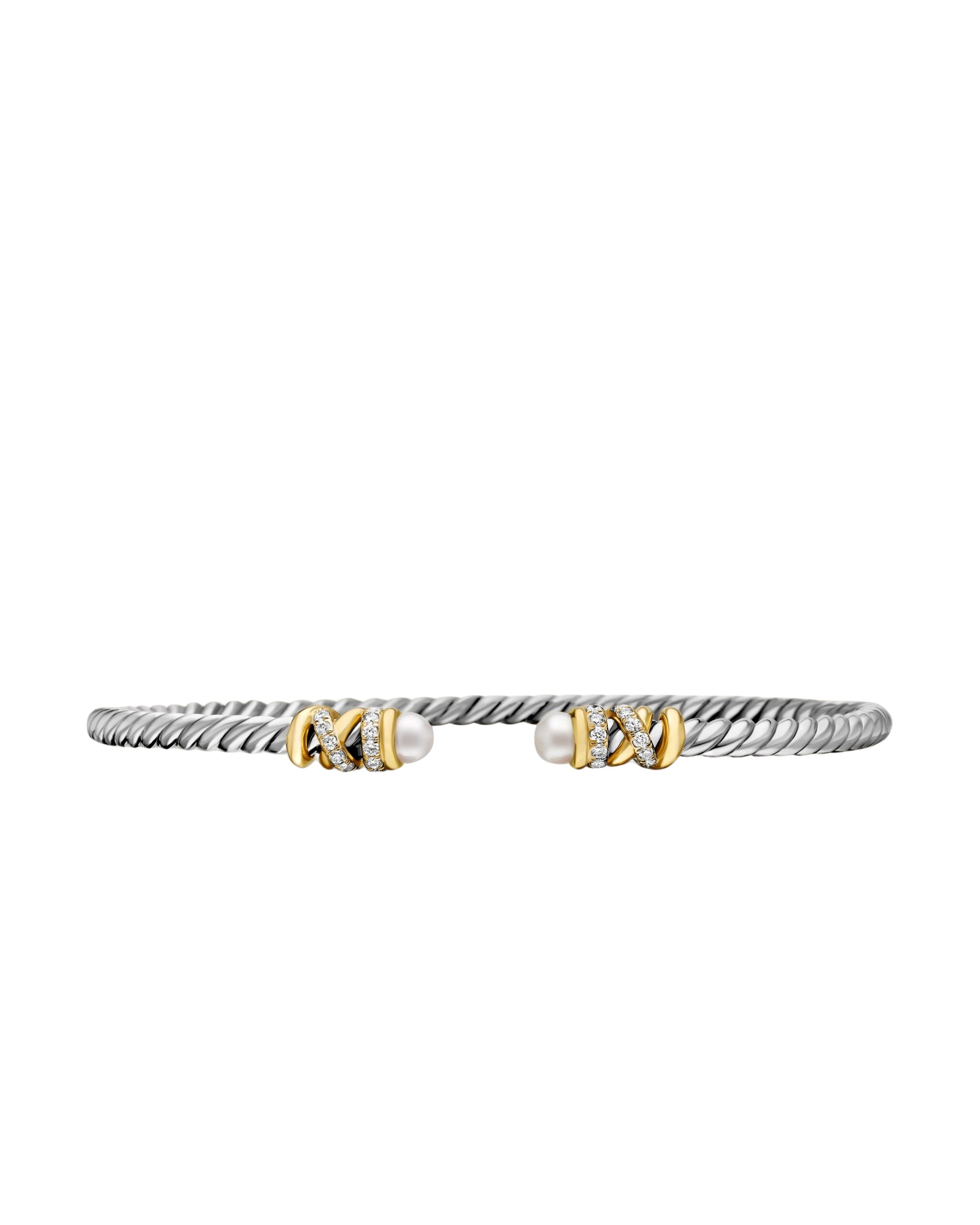 David Yurman Petite Helena Classic Cable Bracelet in Sterling Silver with 18K Yellow Gold