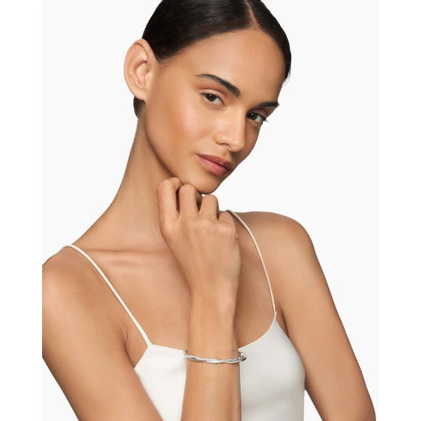 4.4mm in Silver – front view of authentic Bracelets at Luxury Shoes |David Yurman Petite Infinity Bracelet in Sterling Silver with Diamonds