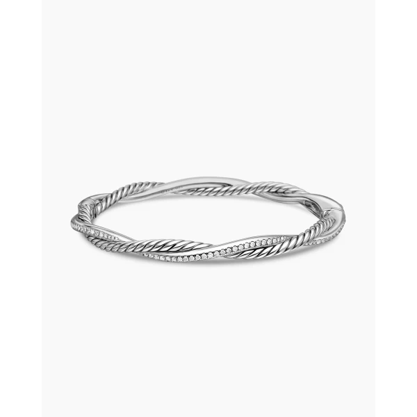 on-model styling shot|David Yurman Petite Infinity Bracelet in Sterling Silver with Diamonds
