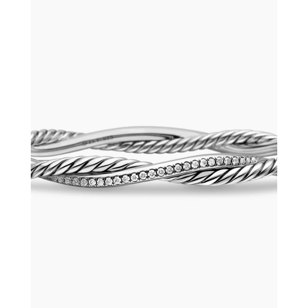 signature twisted-helix detail|David Yurman Petite Infinity Bracelet in Sterling Silver with Diamonds