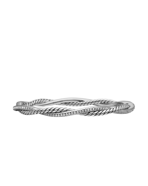 David Yurman Petite Infinity Bracelet in Sterling Silver with Diamonds