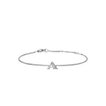 David Yurman Petite Initial Chain Bracelet in Sterling Silver with Diamond A in Silver – front view of authentic Chain Bracelets at Luxury Shoes |David Yurman Petite Initial Chain Bracelet in Sterling Silver with Diamond A Silver – worn on the wrist