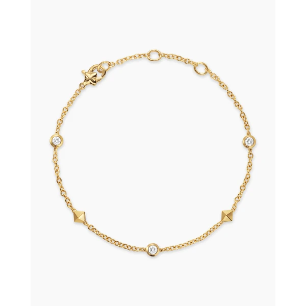 4.6mm in Gold – front view of authentic Bracelets at Luxury Shoes |David Yurman Petite Modern Renaissance® Station Bracelet in 18K Yellow Gold with Diamonds