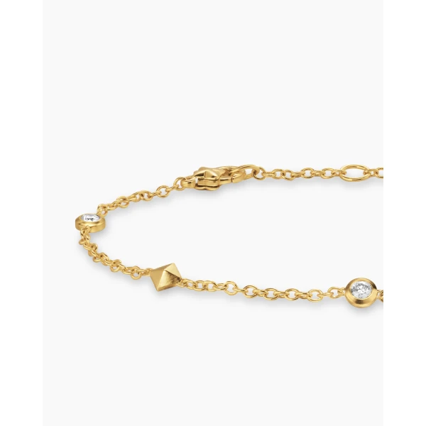 signature twisted-helix detail|David Yurman Petite Modern Renaissance® Station Bracelet in 18K Yellow Gold with Diamonds