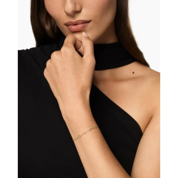7.5mm in Gold – front view of authentic Chain Bracelets at Luxury Shoes |David Yurman Petite Modern Renaissance® Station Chain Bracelet in 18K Yellow Gold with Diamonds