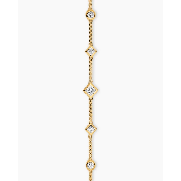 on-model styling shot|David Yurman Petite Modern Renaissance® Station Chain Bracelet in 18K Yellow Gold with Diamonds
