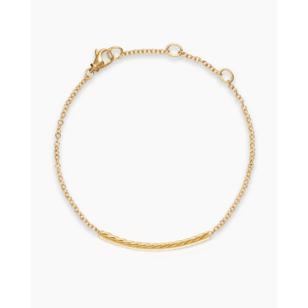 1.7mm in Gold – front view of authentic Bracelets at Luxury Shoes |David Yurman Petite Pavé Bar Bracelet in 18K Yellow Gold with Diamonds