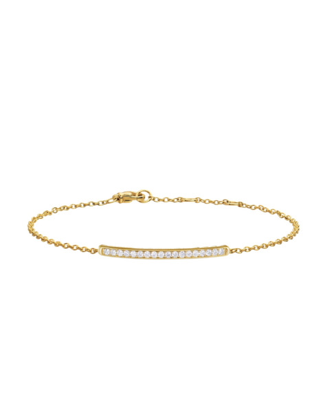 David Yurman Petite Pavé Bar Bracelet in 18K Yellow Gold with Diamonds