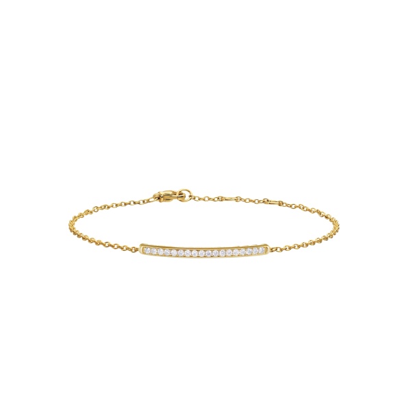 David Yurman Petite Pavé Bar Bracelet in 18K Yellow Gold with Diamonds