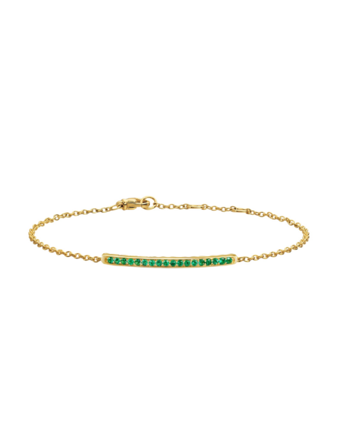 David Yurman Petite Pavé Bar Bracelet in 18K Yellow Gold with Emeralds