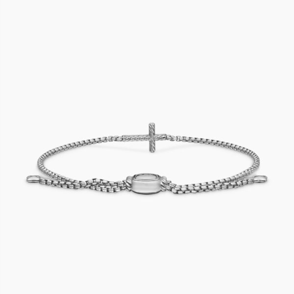 David Yurman Petite Pavé Cross Chain Bracelet in Sterling Silver with Diamonds, 1.7mm, view 4