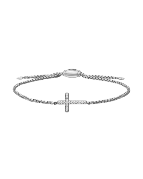 David Yurman Petite Pavé Cross Chain Bracelet in Sterling Silver with Diamonds