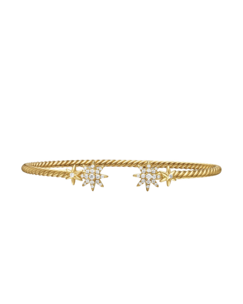 David Yurman Petite Starburst Cable Bracelet in 18K Yellow Gold with Diamonds