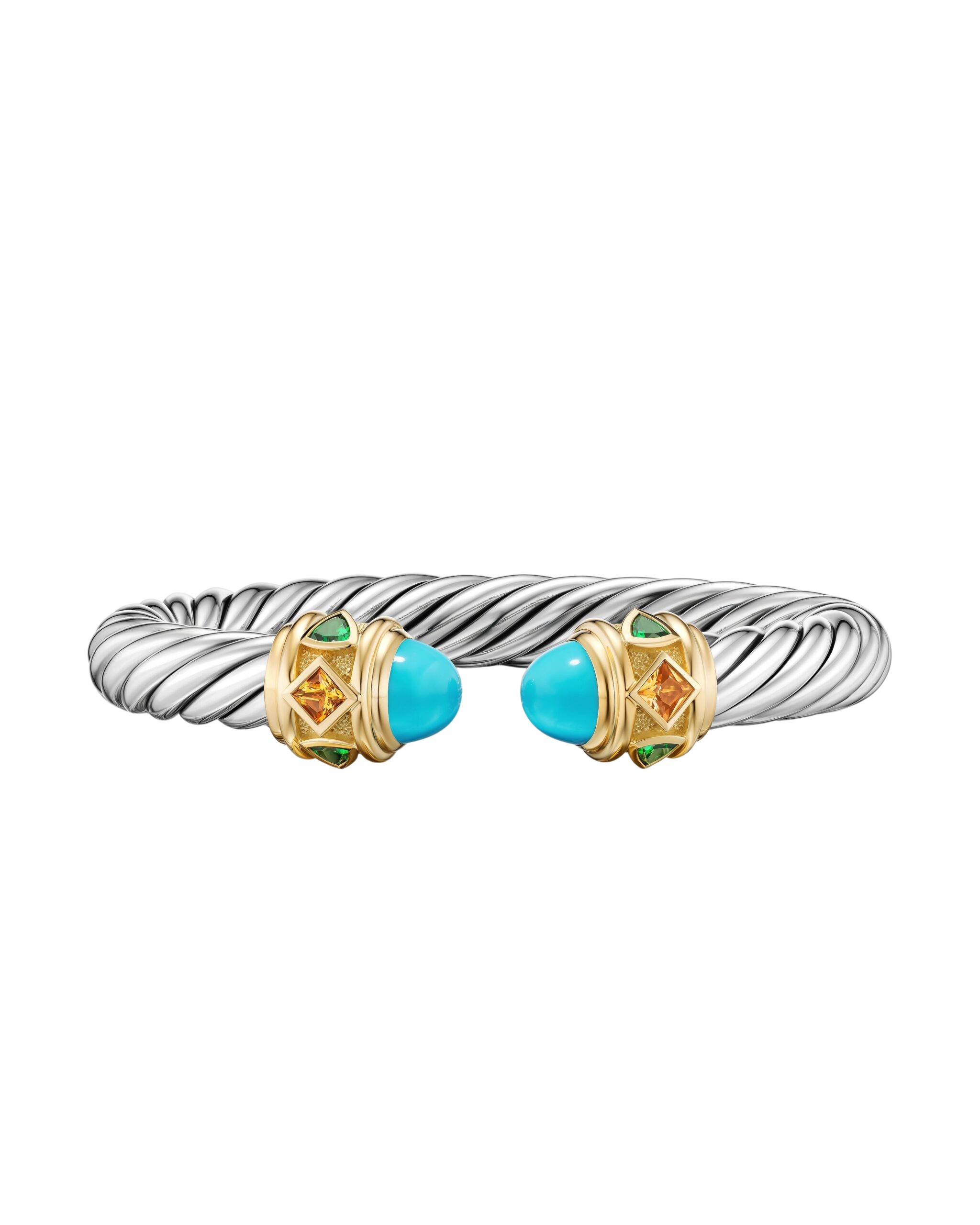 David-Yurman-Renaissance®-Cable-Flex®-Bracelet-in-Sterling-Silver-with-14K-Yellow-Gold-Turquoise-Madeira-Citrine-and-Tsavorites-9mm-coveti-scaled81806_nobg David Yurman Renaissance® Cable Flex® Bracelet in Sterling Silver with 14K Yellow Gold