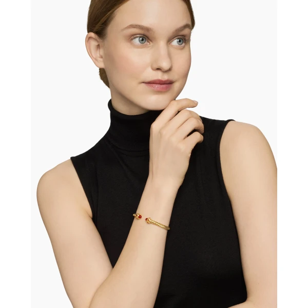 5mm in Orange – front view of authentic Cable Bracelets at Luxury Shoes |David Yurman Renaissance® Cablespira® Bracelet in 18K Yellow Gold with Carnelian and Citrine