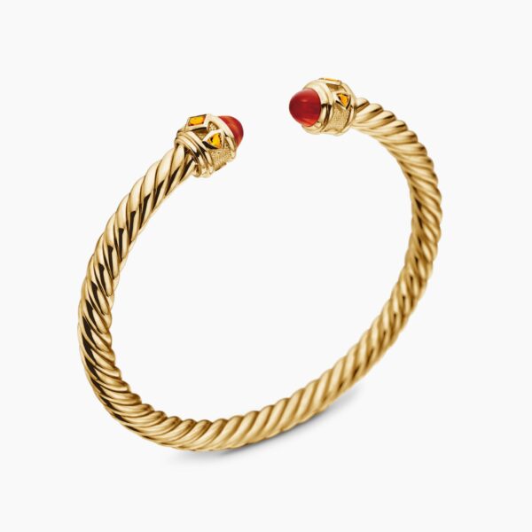 David Yurman Renaissance® Cablespira® Bracelet in 18K Yellow Gold with Carnelian and Citrine, 5mm, view 3
