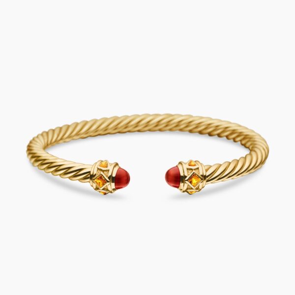 David Yurman Renaissance® Cablespira® Bracelet in 18K Yellow Gold with Carnelian and Citrine, 5mm, view 4