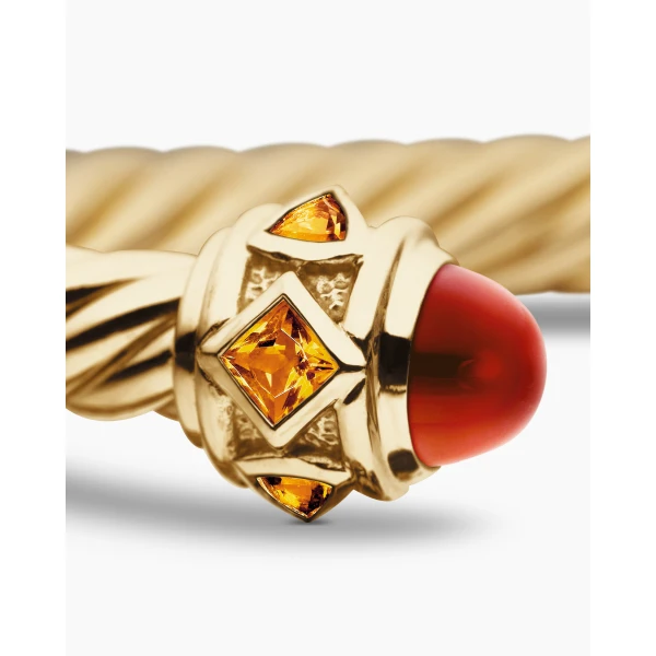 signature twisted-helix detail|David Yurman Renaissance® Cablespira® Bracelet in 18K Yellow Gold with Carnelian and Citrine