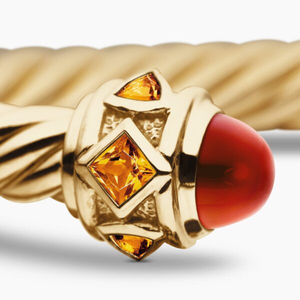 David Yurman Renaissance® Cablespira® Bracelet in 18K Yellow Gold with Carnelian and Citrine, 5mm, view 6