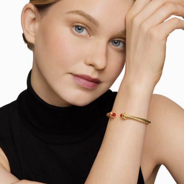 David Yurman Renaissance® Cablespira® Bracelet in 18K Yellow Gold with Carnelian and Citrine, 5mm, view 7