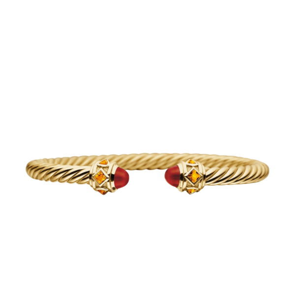 David Yurman Renaissance® Cablespira® Bracelet in 18K Yellow Gold with Carnelian and Citrine, 5mm
