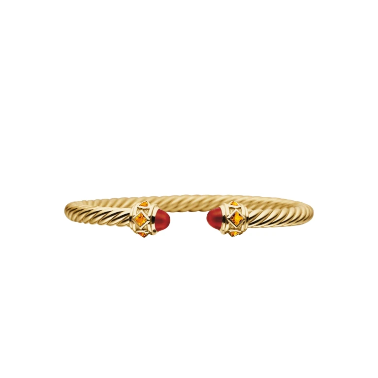 David Yurman Renaissance® Cablespira® Bracelet in 18K Yellow Gold with Carnelian and Citrine