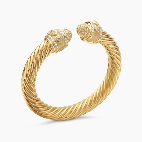 David Yurman Renaissance® Cablespira® Bracelet in 18K Yellow Gold with Diamonds, 9mm, view 3