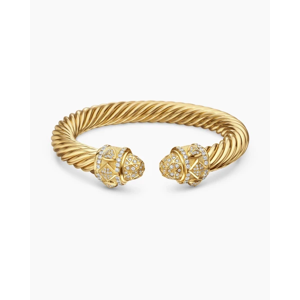 on-model styling shot|David Yurman Renaissance® Cablespira® Bracelet in 18K Yellow Gold with Diamonds