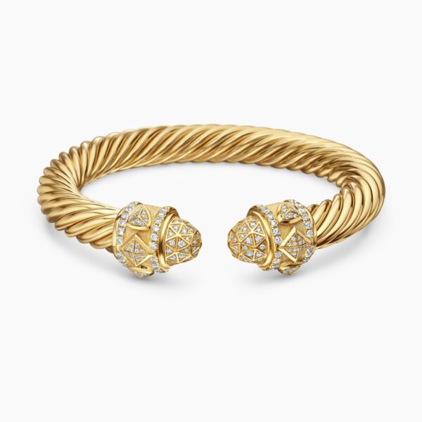 David Yurman Renaissance® Cablespira® Bracelet in 18K Yellow Gold with Diamonds, 9mm, view 4