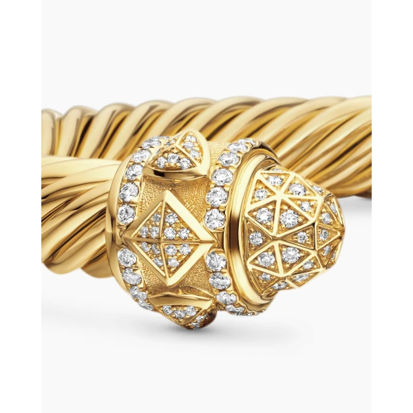 signature twisted-helix detail|David Yurman Renaissance® Cablespira® Bracelet in 18K Yellow Gold with Diamonds