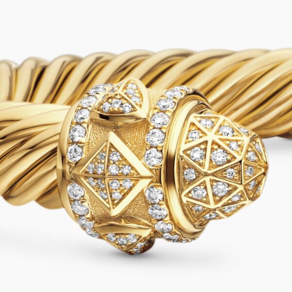 David Yurman Renaissance® Cablespira® Bracelet in 18K Yellow Gold with Diamonds, 9mm, view 6