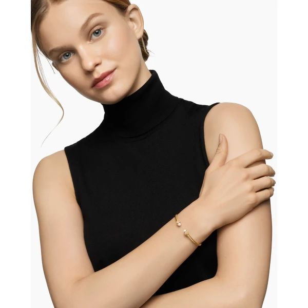 3.5mm in White – front view of authentic Cable Bracelets at Luxury Shoes |David Yurman Renaissance® Cablespira® Bracelet in 18K Yellow Gold with Pearls and Diamonds