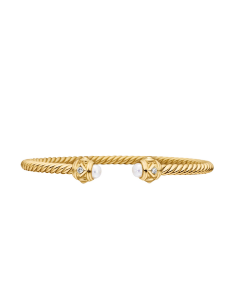 David Yurman Renaissance® Cablespira® Bracelet in 18K Yellow Gold with Pearls and Diamonds