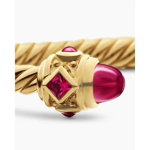 signature twisted-helix detail|David Yurman Renaissance® Cablespira® Bracelet in 18K Yellow Gold with Rubies